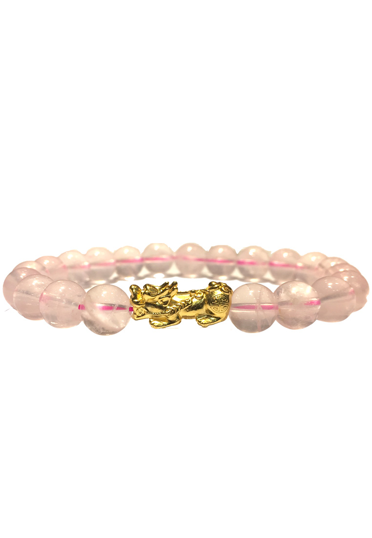 [SPECIAL] LITZ 999 (24K) Gold PiXiu with Pink Crystal Bracelet EPC0639-085-PC (0.56g+/-)