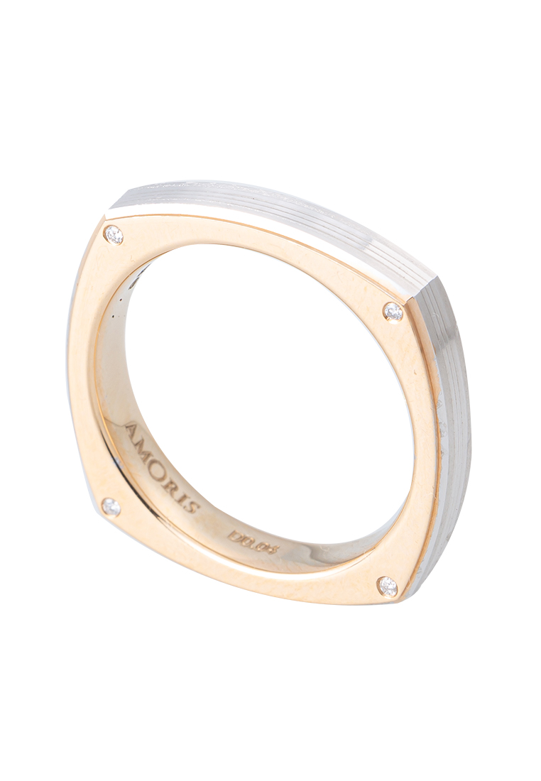 LITZ 18K White Gold & Rose Gold Diamond Men Ring PJ-MS016M