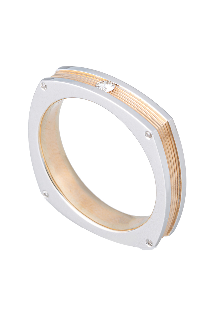 LITZ 18K White Gold & Rose Gold Diamond Men Ring PJ-MS019M