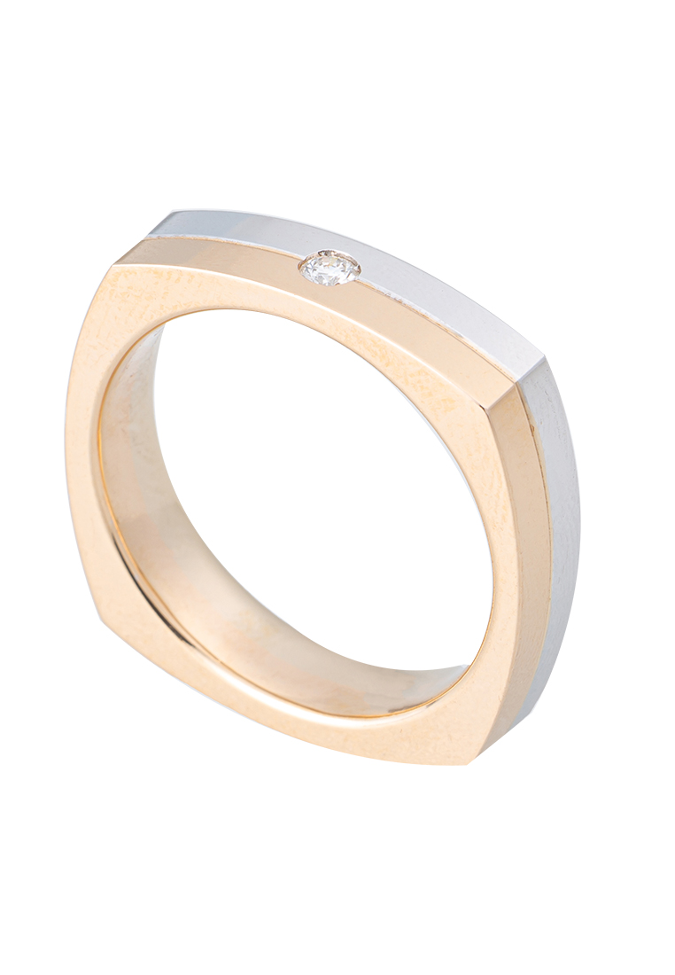 LITZ 18K White Gold & Rose Gold Diamond Men Ring PJ-MS011M