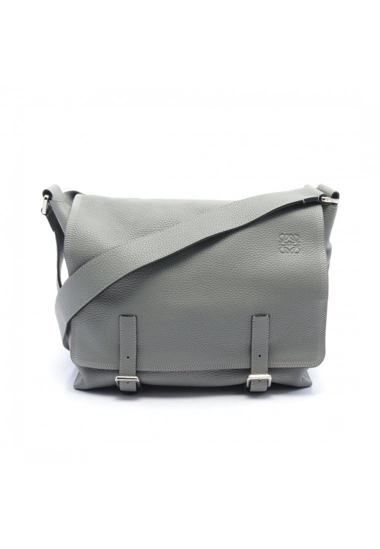 二奢 Pre-loved LOEWE military messenger Shoulder bag leather gray