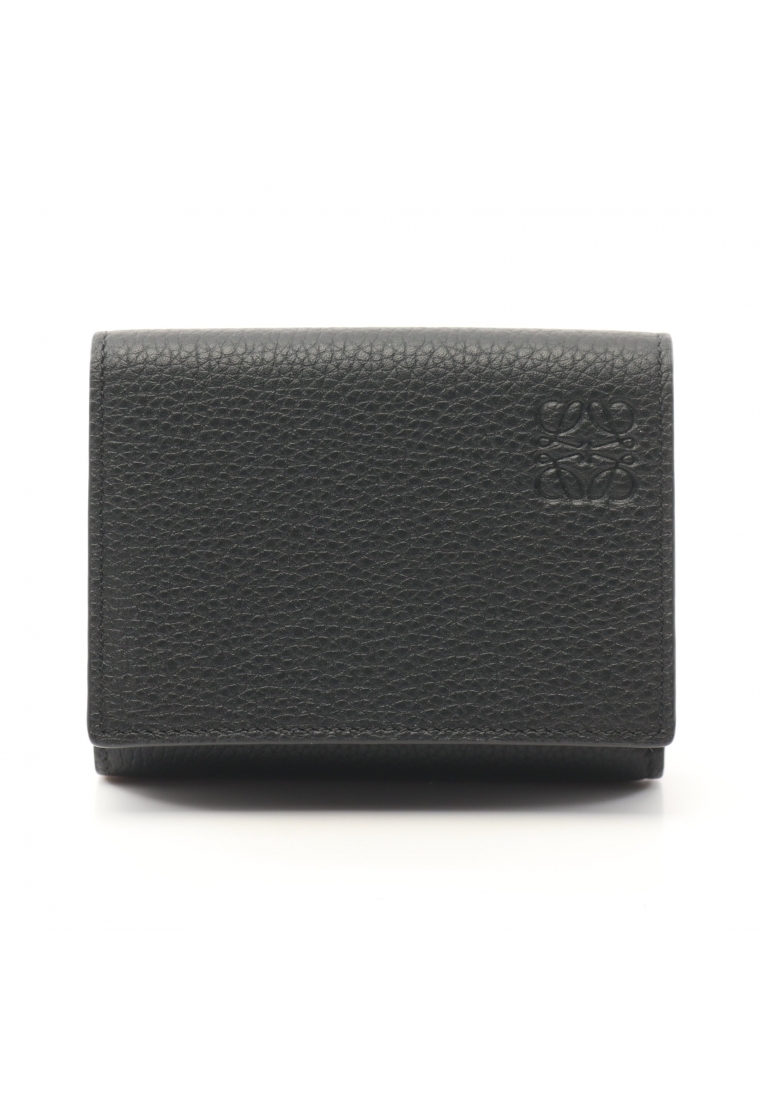 二奢 Pre-loved LOEWE Trifold wallet trifold wallet leather black