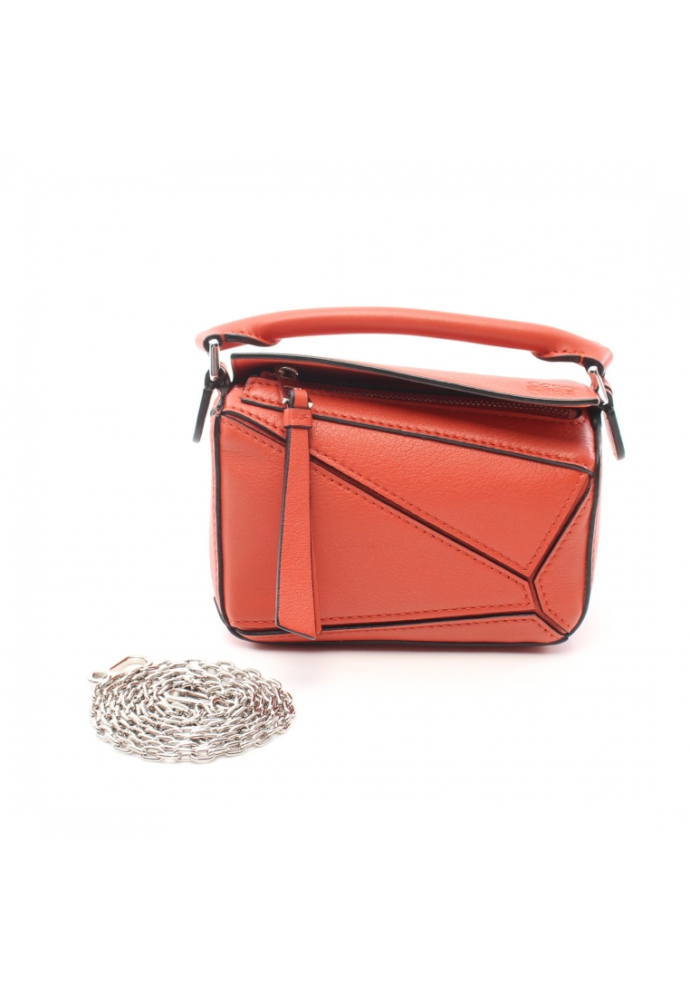 二奢 Pre-loved LOEWE puzzle bag Nano Handbag leather orange 2WAY