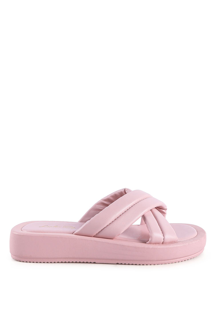 London Rag 粉色絎縫厚底涼鞋