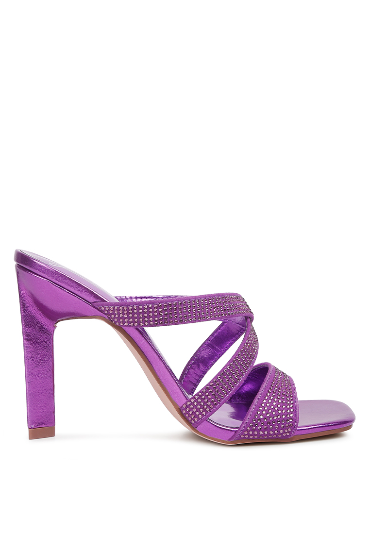 London Rag 紫色水鑽裝飾帶涼鞋