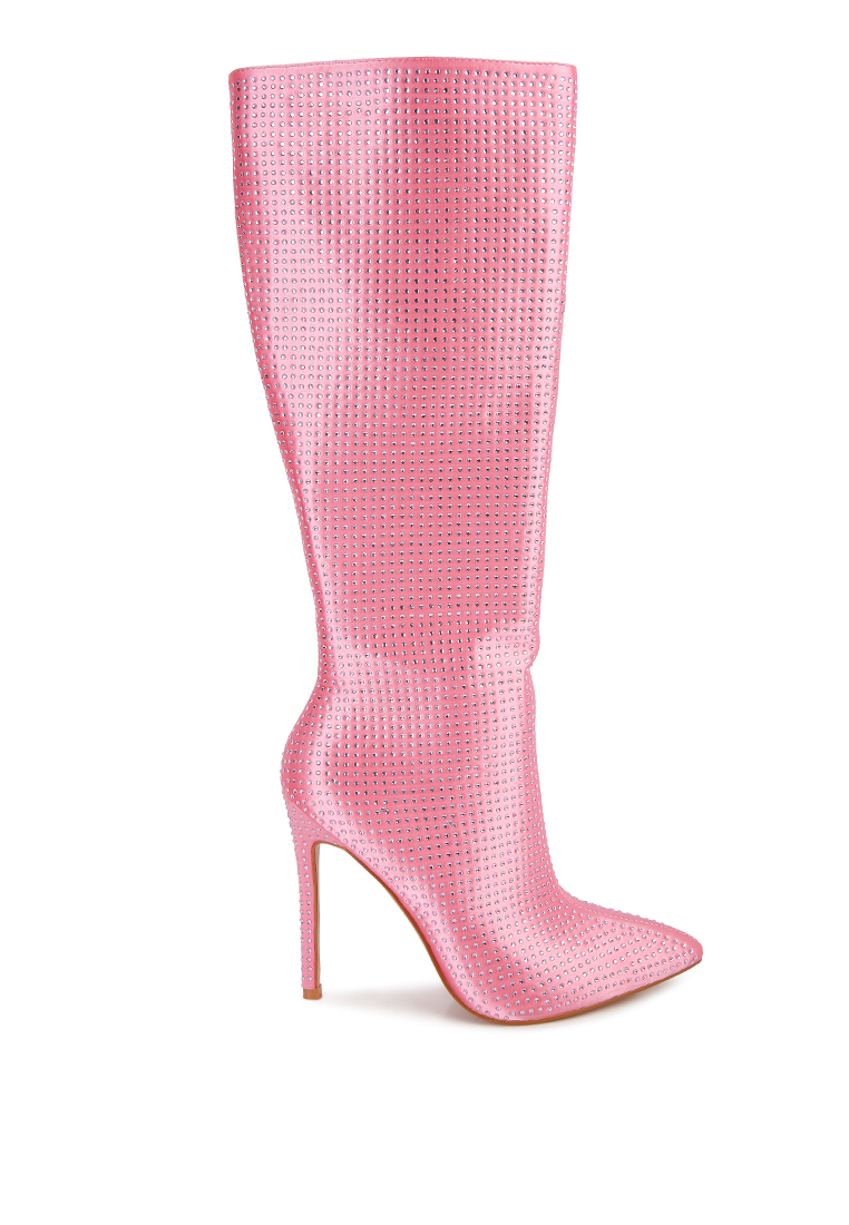 London Rag 粉色 Diamante 套裝高跟小牛靴