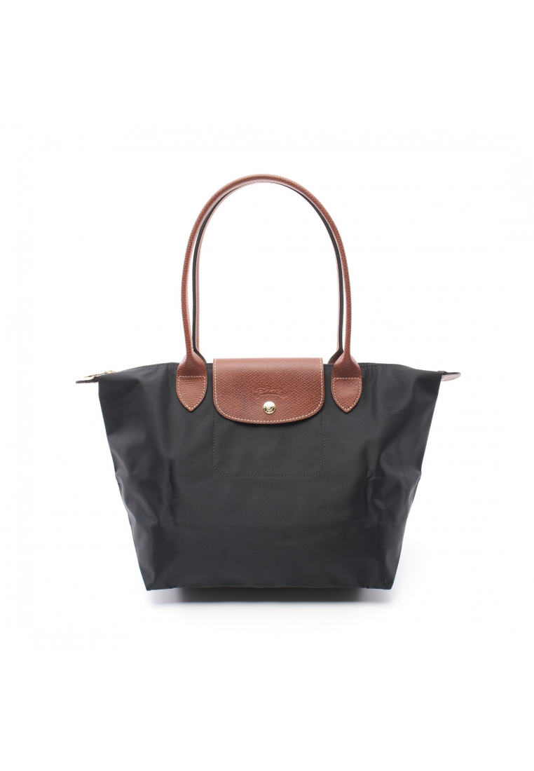 二奢 Pre-loved LONGCHAMP LE PLIAGE ORIGINAL M Le Preage original M Shoulder bag tote bag Nylon leather black Brown