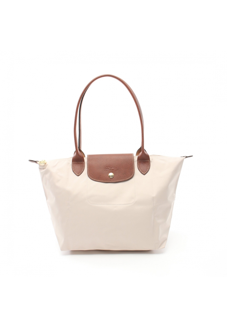 二奢 Pre-loved LONGCHAMP LE PLIAGE ORIGINAL M Le Preage original M Shoulder bag tote bag Nylon leather light beige Brown