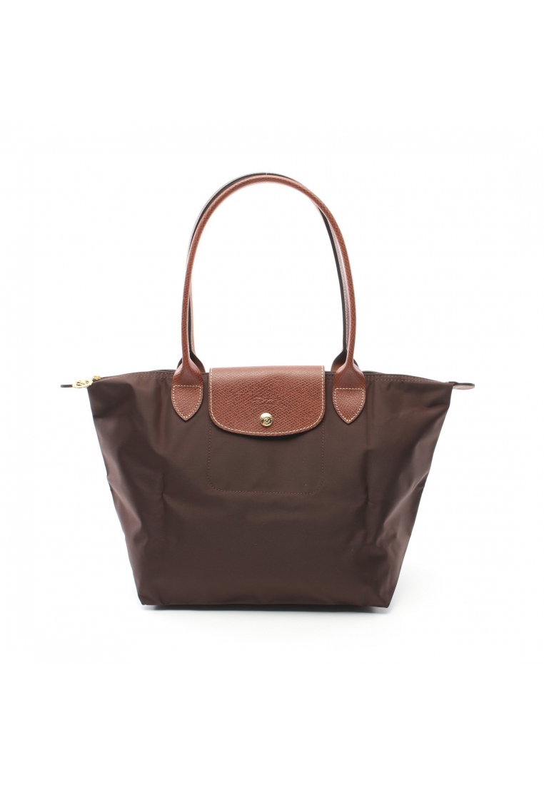 二奢 Pre-loved LONGCHAMP LE PLIAGE ORIGINAL M Le Preage original M Shoulder bag tote bag Nylon leather Dark brown Brown