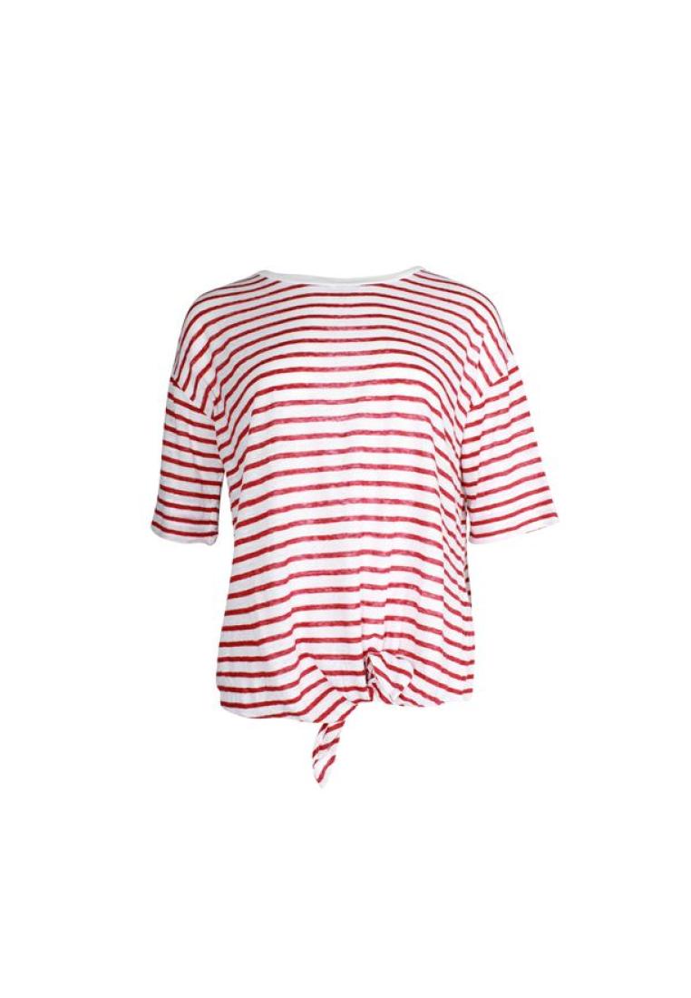 Loro Piana 紅色和白色條紋亞麻襯衫