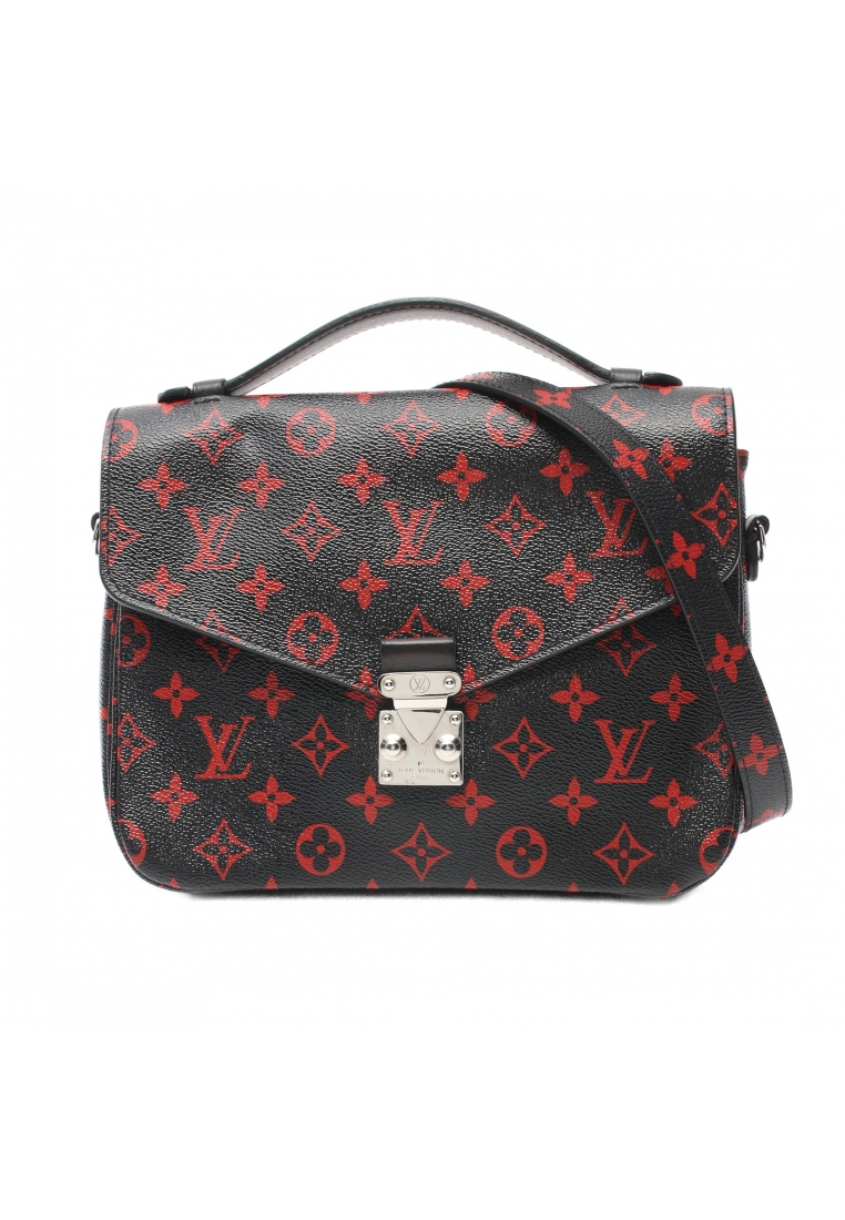 二奢 Pre-loved Louis Vuitton pochette Metis MM Monogram Anfla Rouge Handbag PVC leather black Red 2WAY