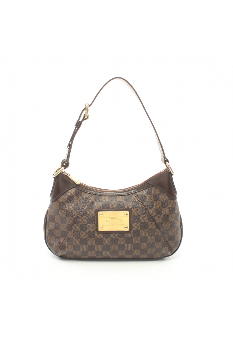二奢 Pre-loved Louis Vuitton Thames PM Damier ebene one shoulder bag PVC leather Brown