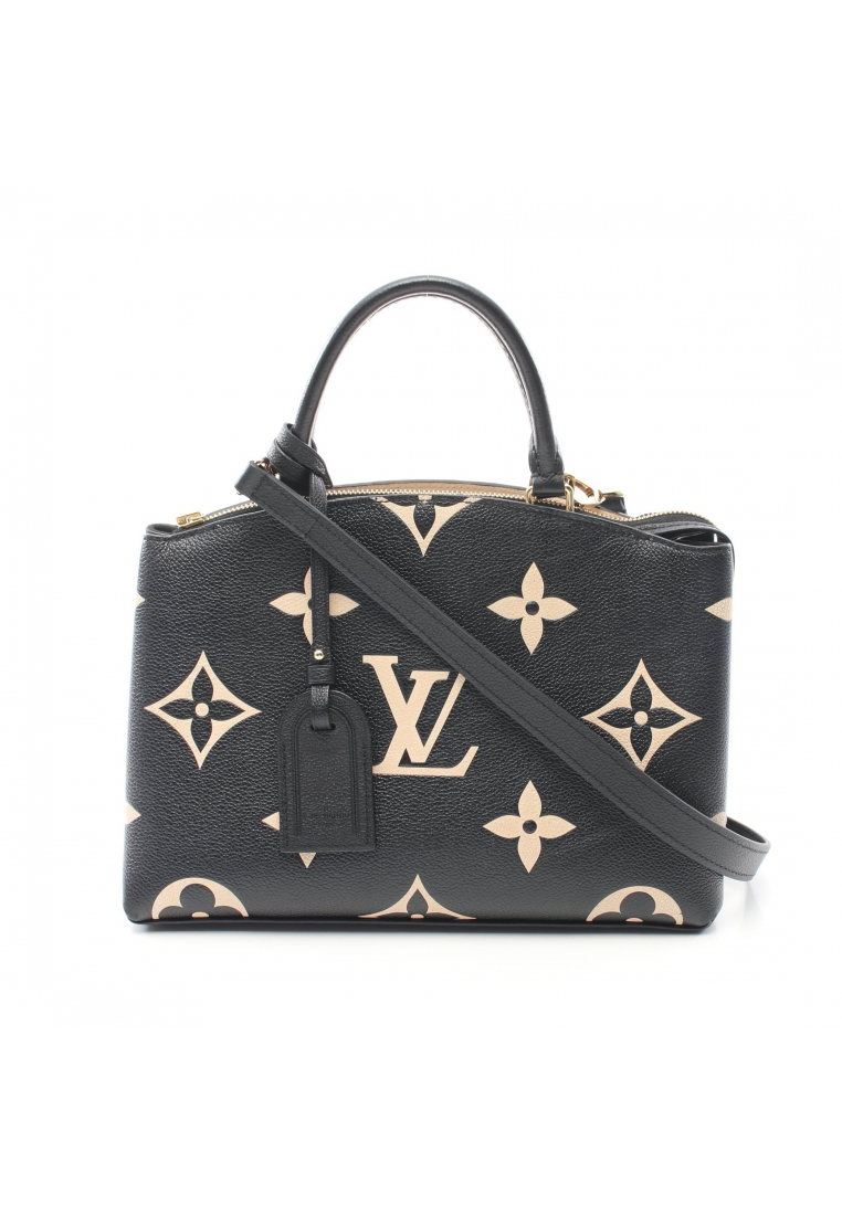 二奢 Pre-loved Louis Vuitton Petit Pare PM bicolor monogram Empreinte Handbag leather black beige 2WAY