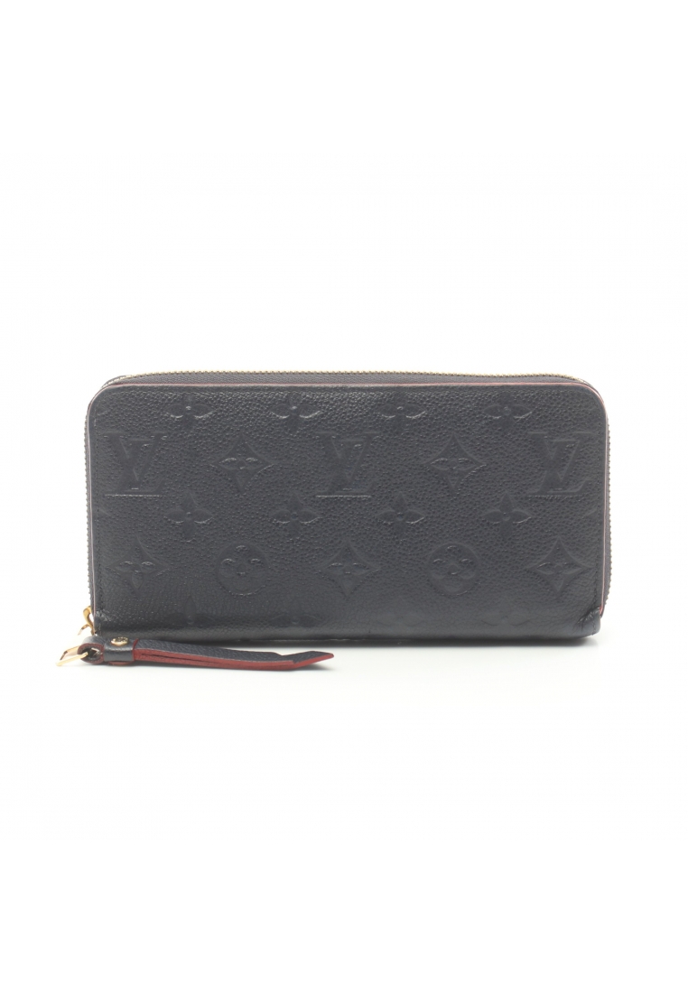 二奢 Pre-loved Louis Vuitton zippy wallet monogram amplant Marine Rouge round zipper long wallet leather Navy Red