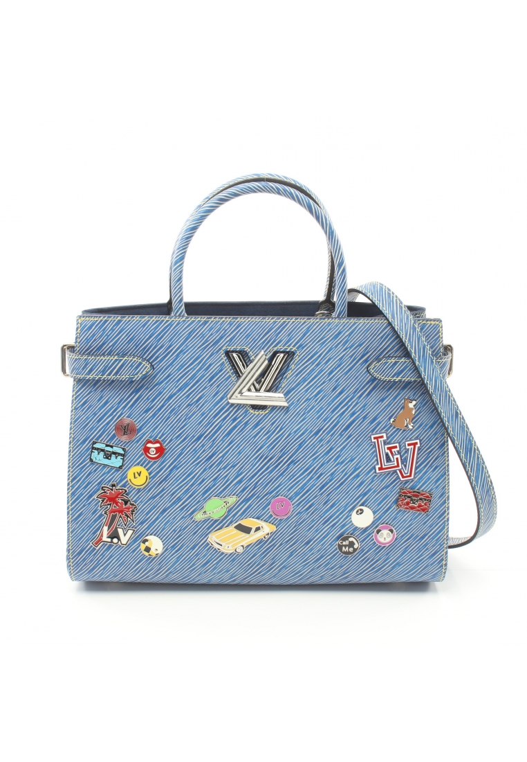 二奢 Pre-loved Louis Vuitton twist tote epi denim Handbag leather blue 2WAY