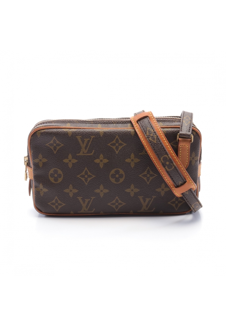 二奢 Pre-loved Louis Vuitton marly bandouliere monogram Shoulder bag PVC leather Brown
