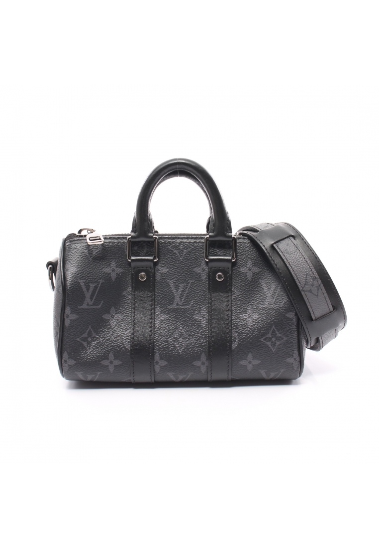 二奢 Pre-loved Louis Vuitton Keepall XS Monogram Eclipse Handbag PVC leather black 2WAY