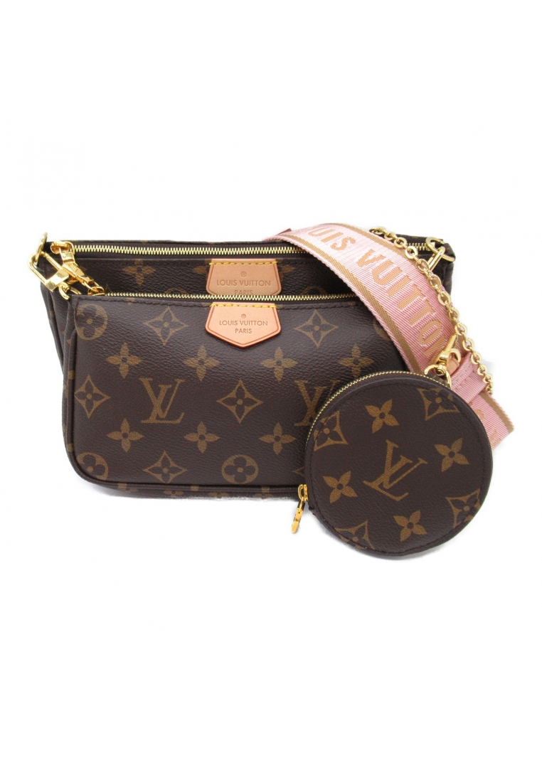 二奢 Pre-loved Louis Vuitton multy pochette Accessoires Shoulder bag PVC Coated Canvas monogram Brown rose claire