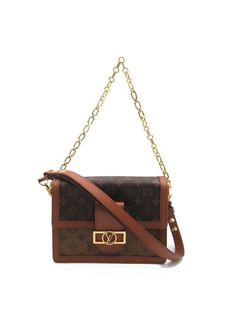 二奢 Pre-loved Louis Vuitton Dauphine MM Shoulder bag PVC Coated Canvas Monogram Reverse Brown