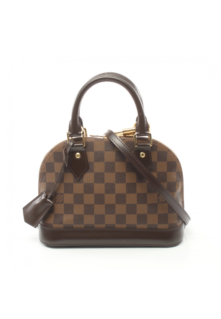 二奢 Pre-loved Louis Vuitton Alma BB Damier ebene Handbag leather Brown 2WAY