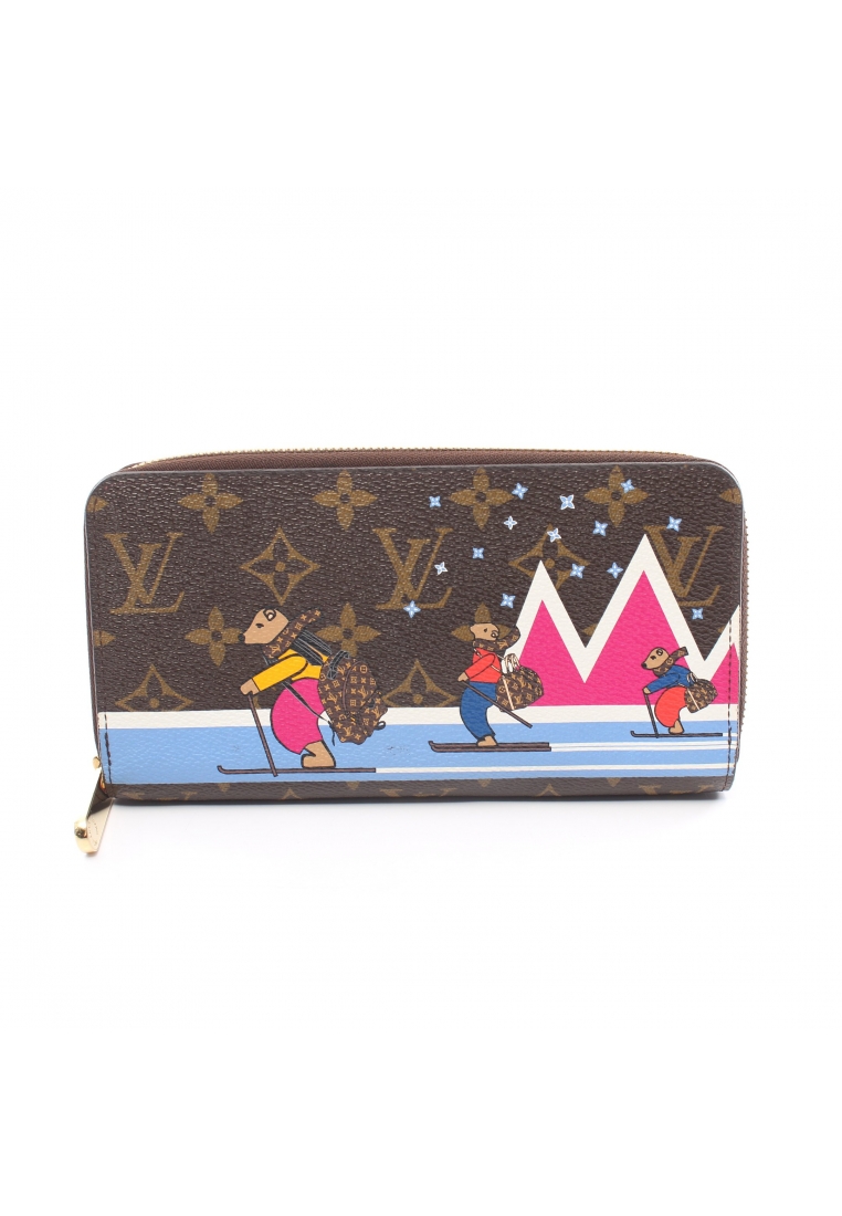 二奢 Pre-loved Louis Vuitton zippy wallet monogram Holiday round zipper long wallet PVC Brown
