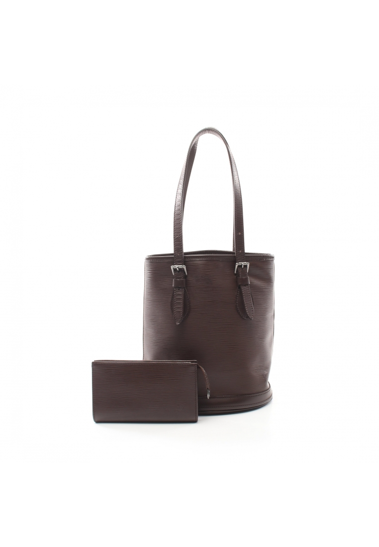 Louis Vuitton 二奢 Pre-loved LOUIS VUITTON Bucket PM Epi mocha Handbag leather Dark brown