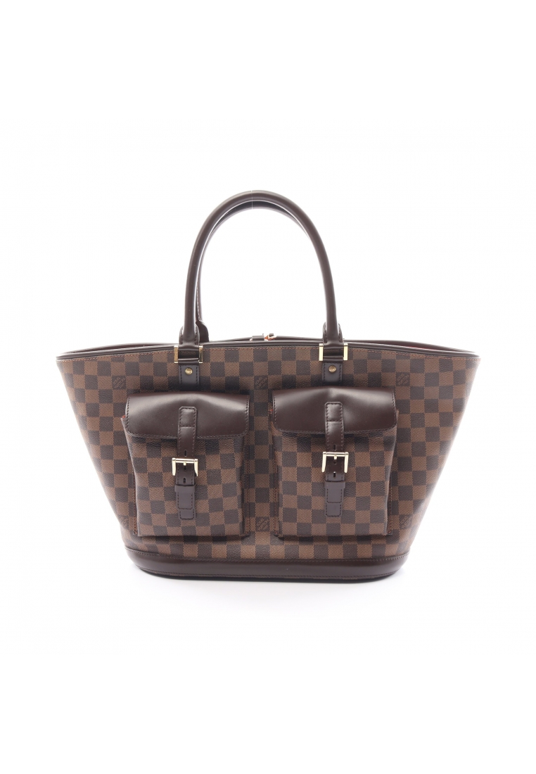 二奢 Pre-loved Louis Vuitton Manosque GM Damier ebene Handbag PVC leather Brown