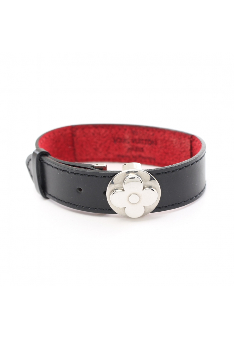 二奢 Pre-loved Louis Vuitton brasserie Vu Good Luck bracelet leather black Silver