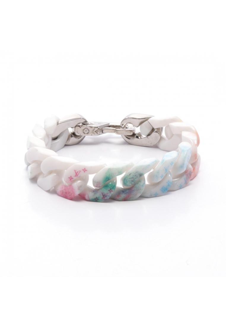 二奢 Pre-loved Louis Vuitton brasserie chain links pastel bracelet ceramic white multicolor