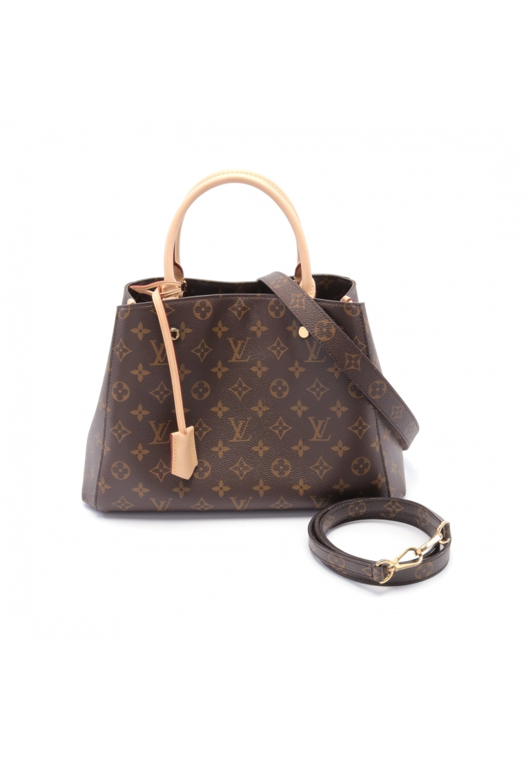 二奢 Pre-loved Louis Vuitton Montaigne MM monogram Handbag PVC leather Brown 2WAY