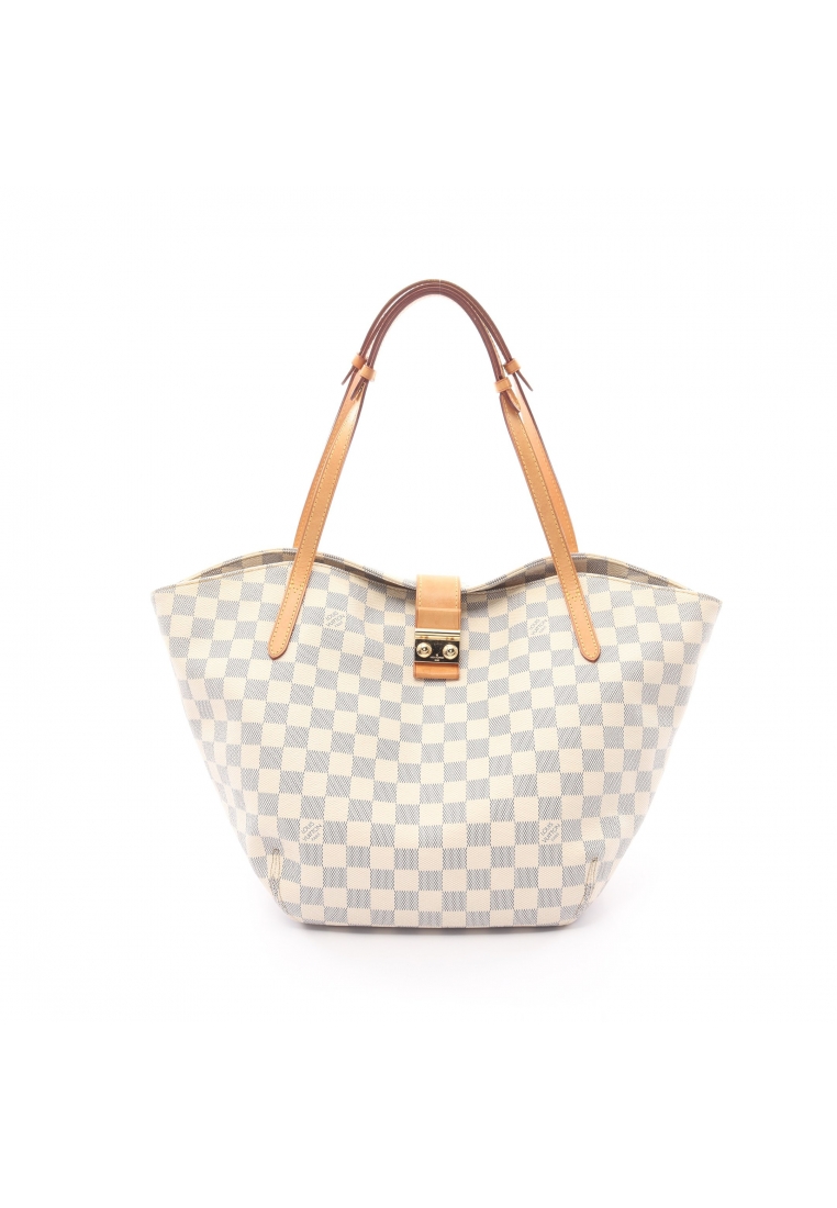 二奢 Pre-loved Louis Vuitton Salina PM Damier Azur Shoulder bag tote bag PVC leather white