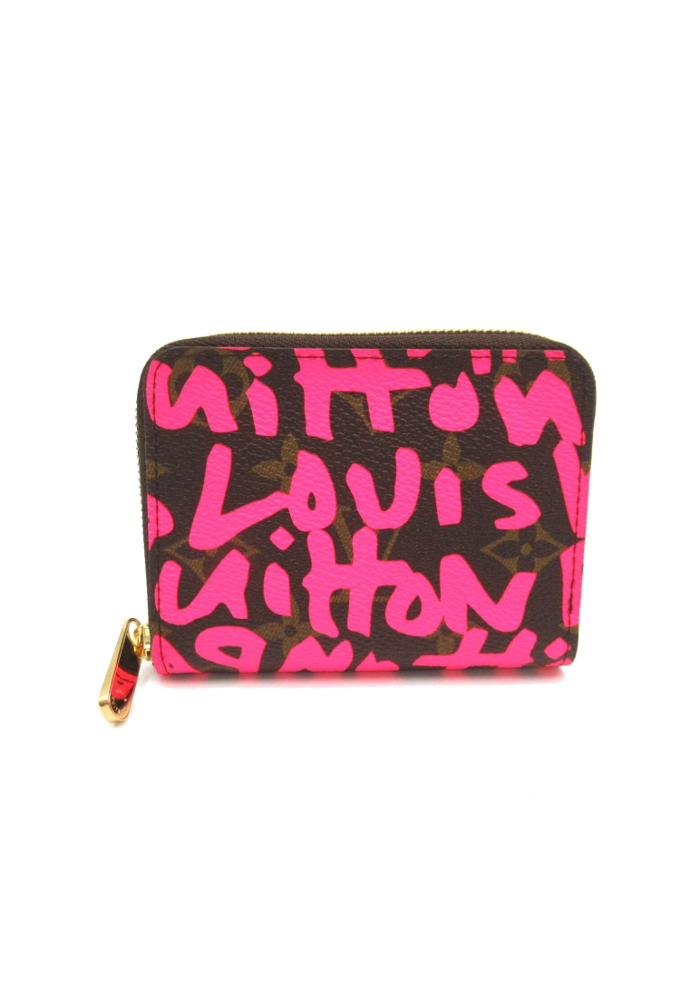 二奢 Pre-loved Louis Vuitton Zippy Coin Purse coin purse PVC Coated Canvas Monogram Graphie Brown pink