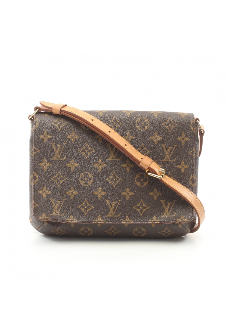 二奢 Pre-loved Louis Vuitton musette tango short strap monogram Shoulder bag PVC leather Brown