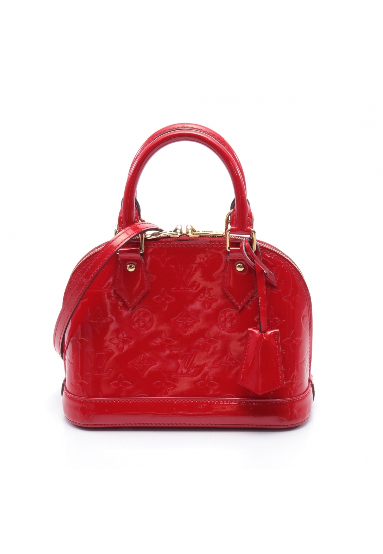 二奢 Pre-loved Louis Vuitton Alma BB monogram vernis Cerise Handbag leather Red