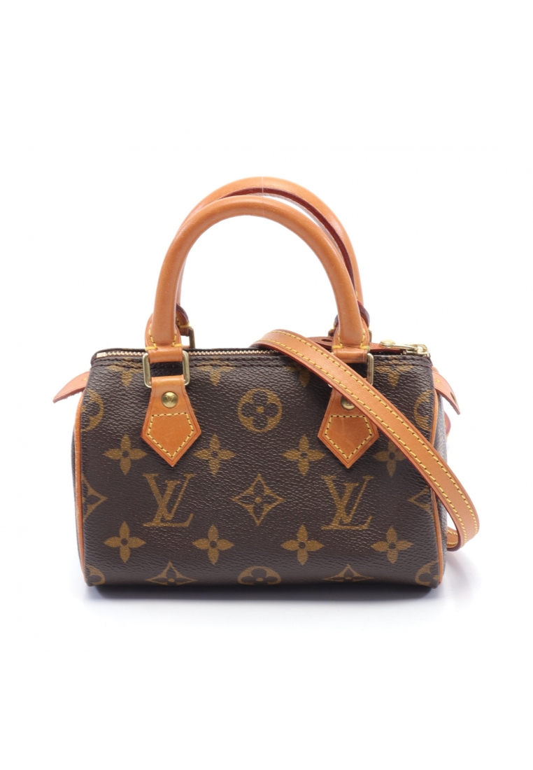 二奢 Pre-loved Louis Vuitton mini Speedy monogram Handbag PVC leather Brown 2WAY