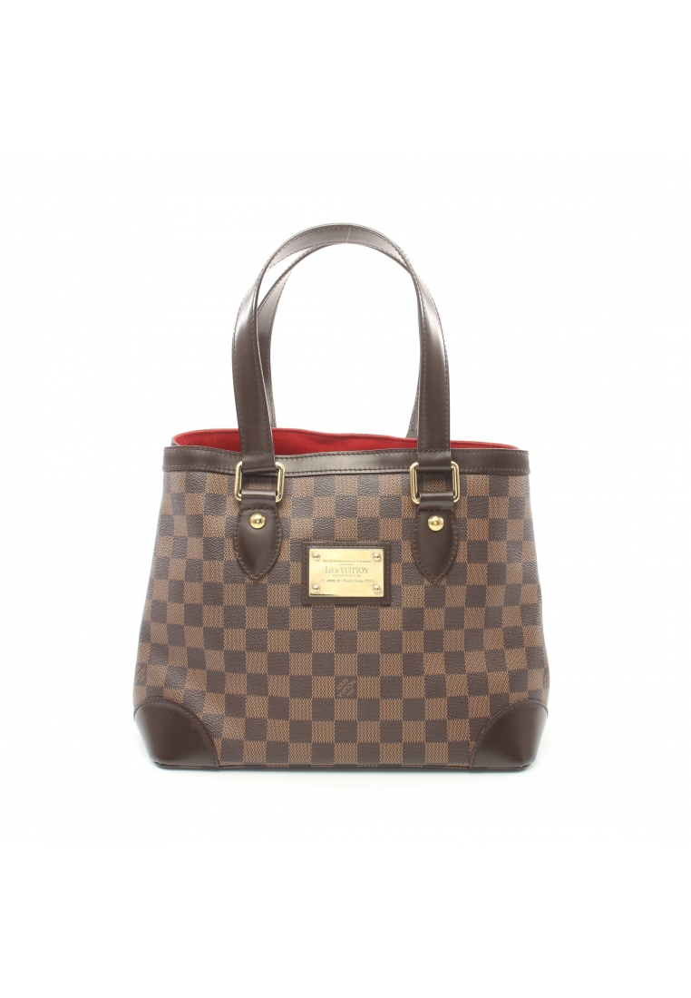二奢 Pre-loved Louis Vuitton Hampstead PM Damier ebene Handbag tote bag PVC leather Brown