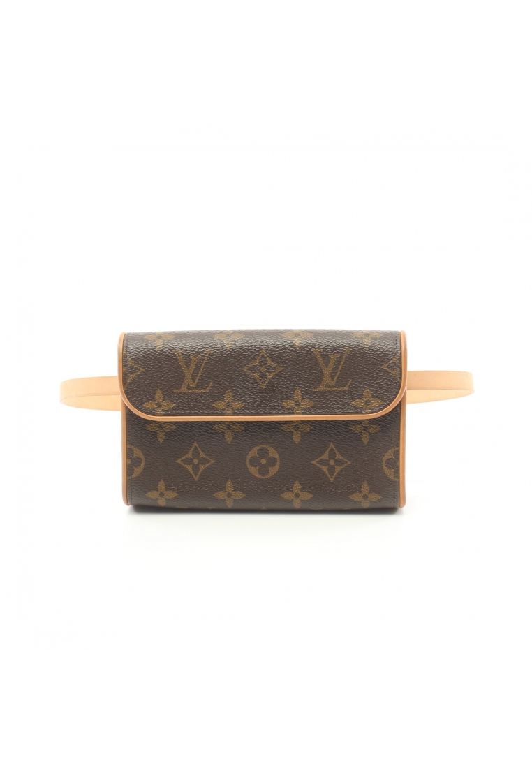 二奢 Pre-loved Louis Vuitton Pochette Florentine monogram body bag waist bag PVC leather Brown With XS size belt