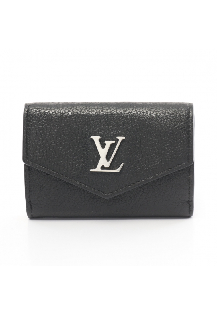二奢 Pre-loved Louis Vuitton Portefeuil lock mini Noir trifold wallet leather black
