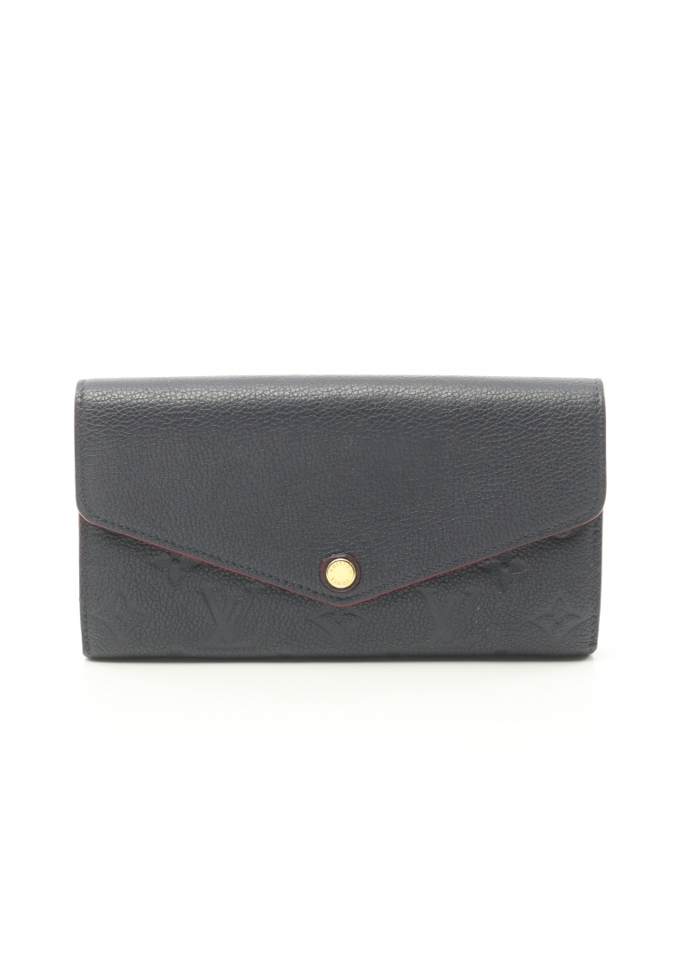 二奢 Pre-loved Louis Vuitton Portefeuil Sara monogram amplant Marine Rouge Bi-fold Long Wallet leather Navy