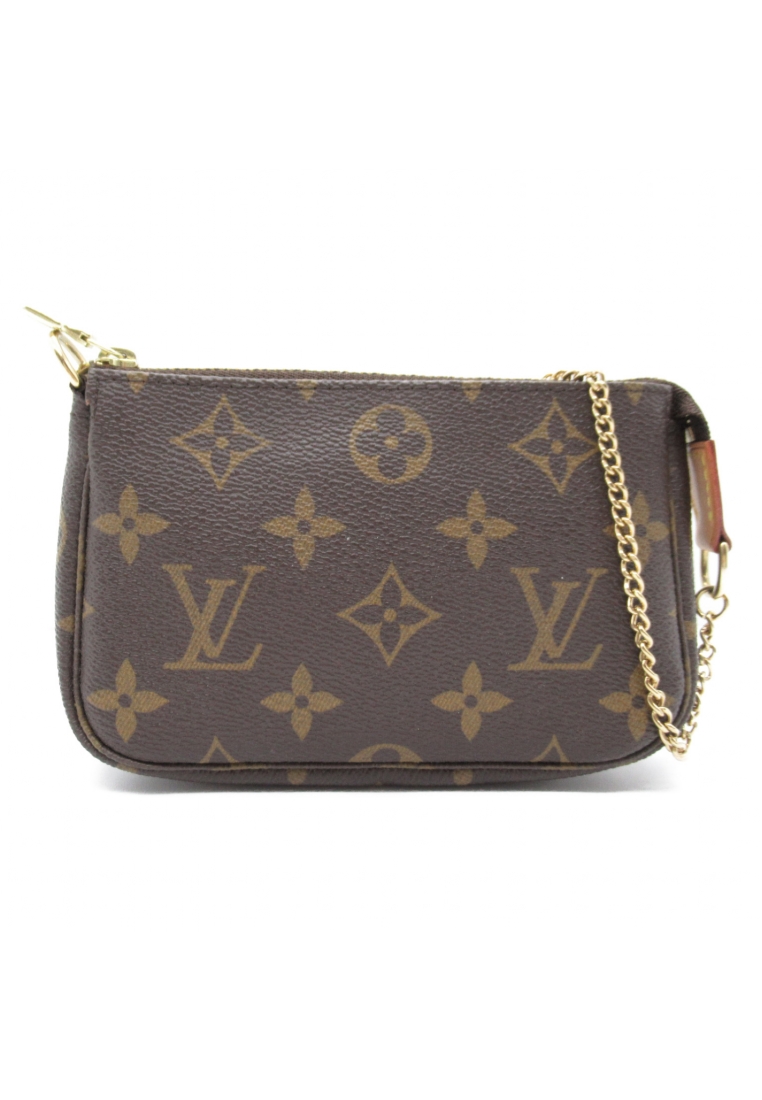 二奢 Pre-loved Louis Vuitton mini pochette Accessoires Handbag PVC Coated Canvas monogram Brown