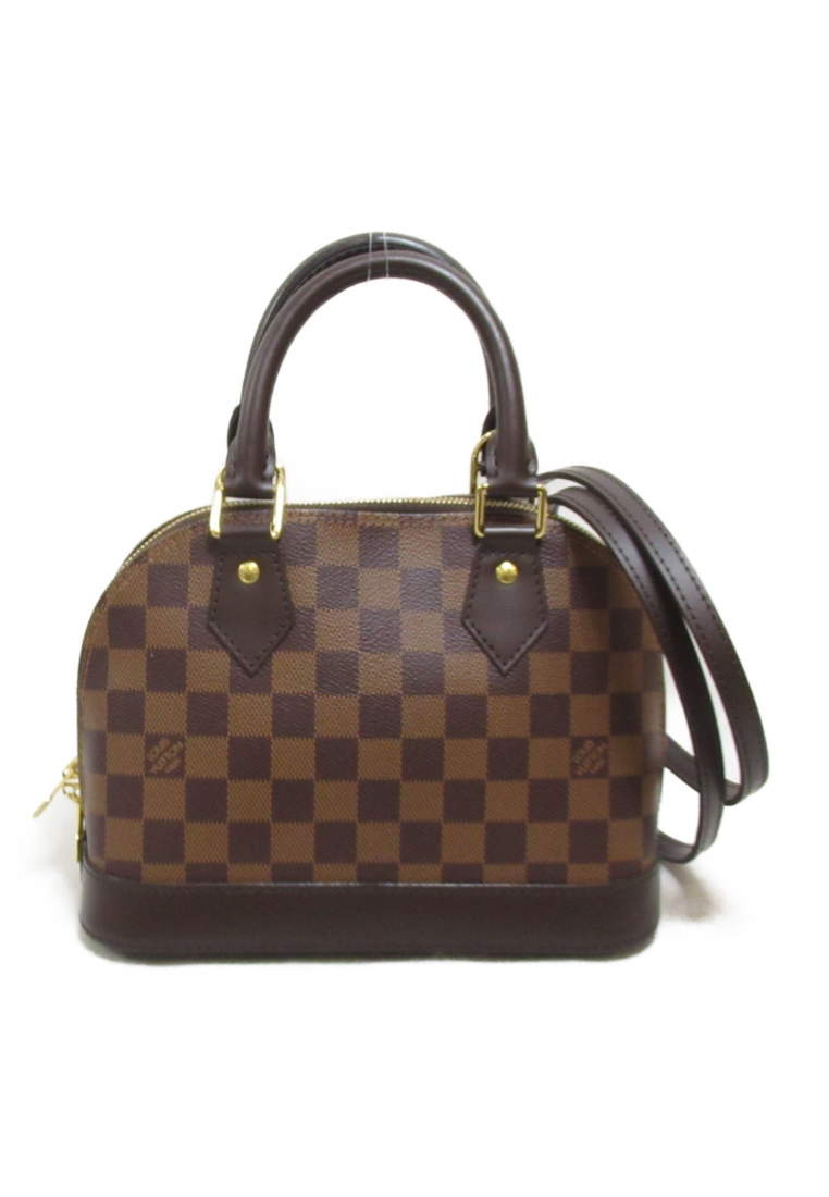 二奢 Pre-loved Louis Vuitton Alma BB 2way Shoulder Bag Shoulder Bag PVC Coated Canvas Damier Brown Ebene