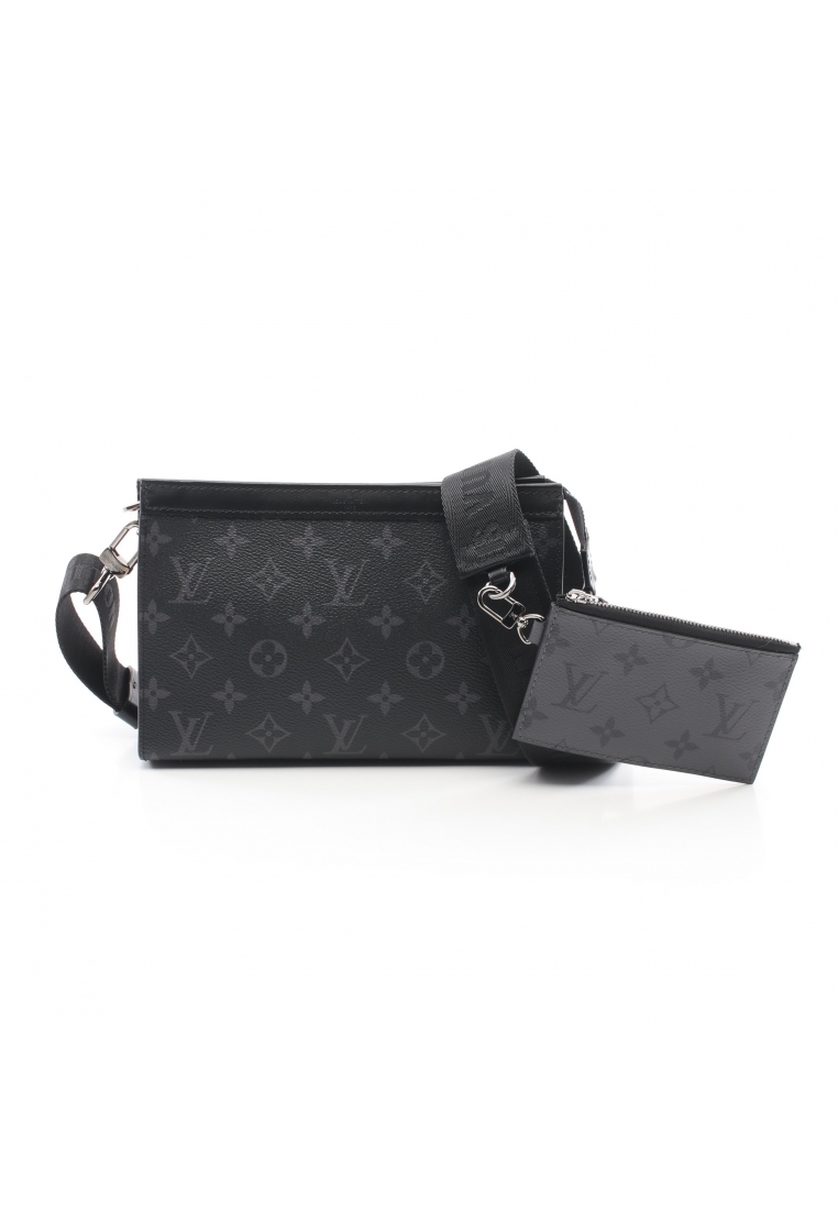 二奢 Pre-loved Louis Vuitton Gaston wearable wallet Shoulder bag PVC black gray