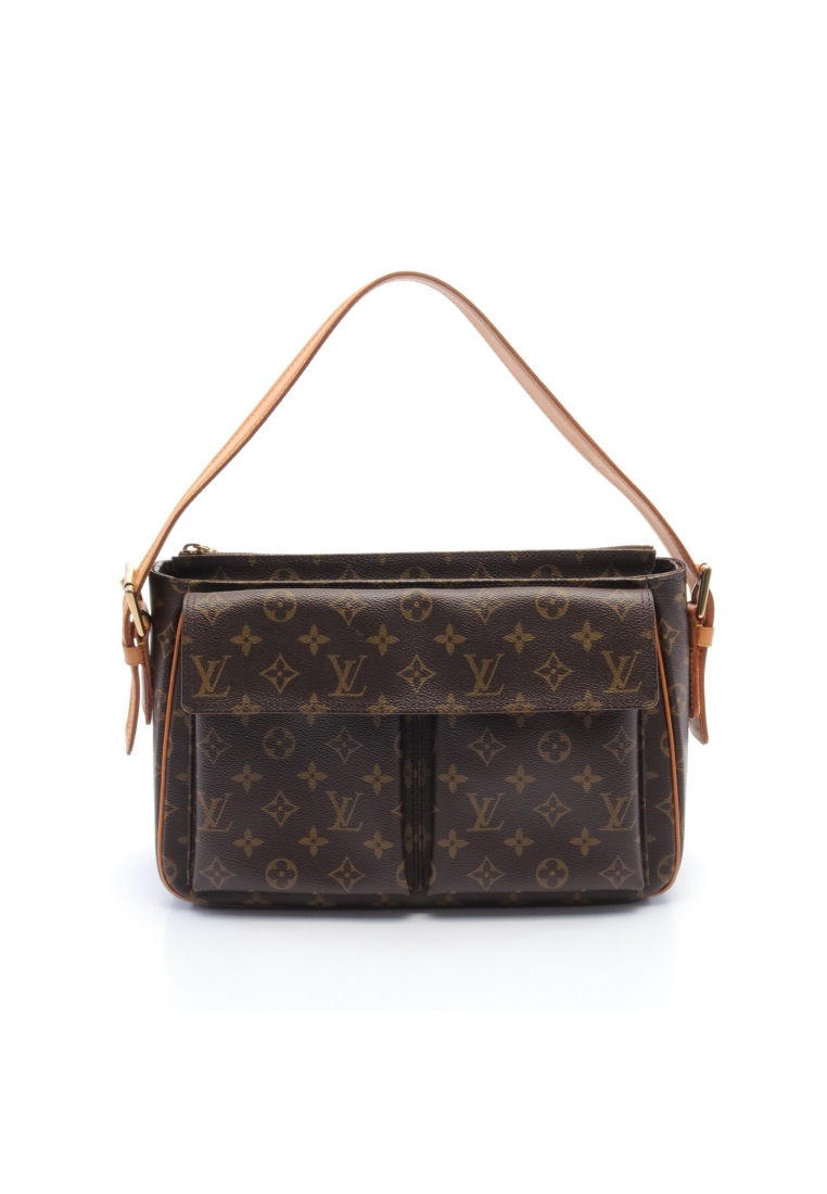 二奢 Pre-loved Louis Vuitton Vivacite GM monogram Shoulder bag PVC leather Brown