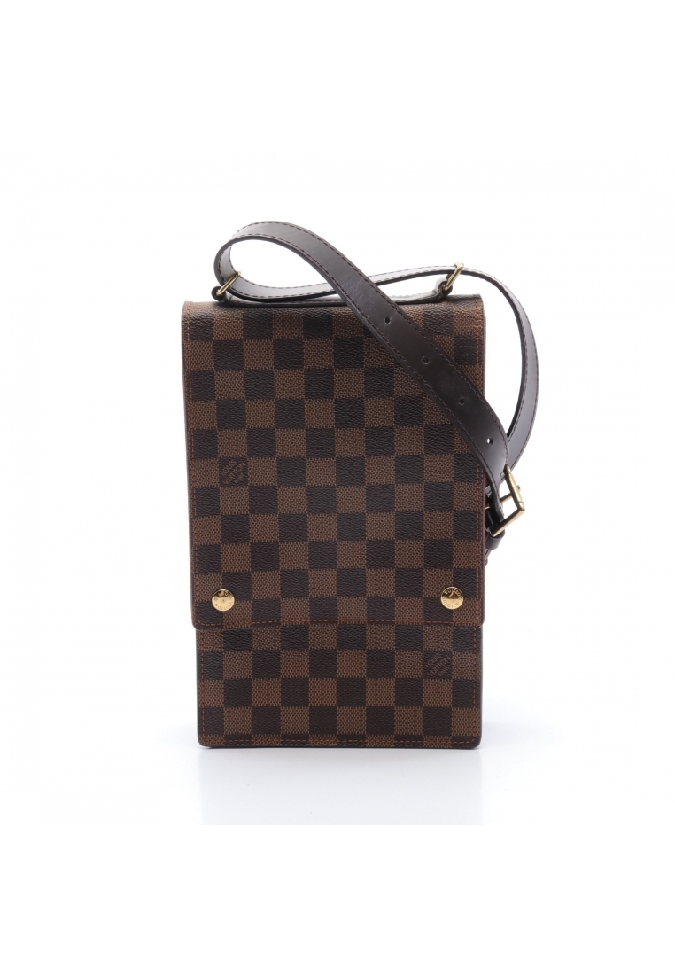 二奢 Pre-loved Louis Vuitton portobello Damier ebene Shoulder bag PVC leather Brown