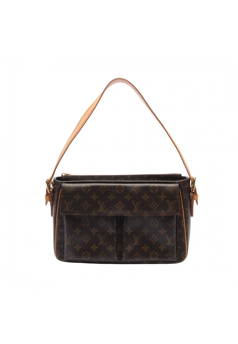 二奢 Pre-loved Louis Vuitton Vivacite GM monogram Shoulder bag PVC leather Brown