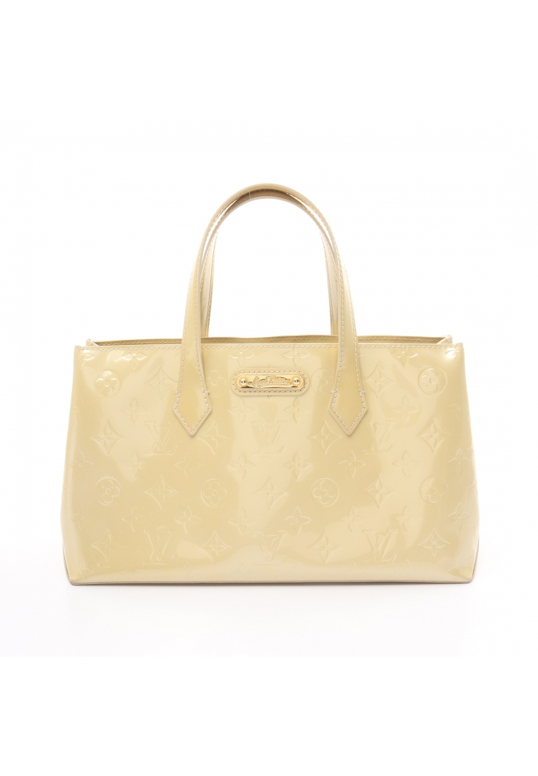 二奢 Pre-loved Louis Vuitton Wilshire PM monogram vernis broncorail Handbag tote bag leather beige