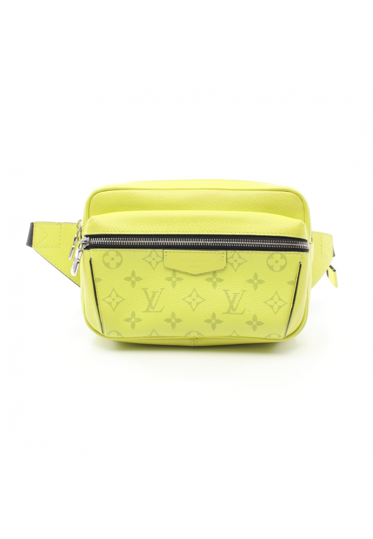 二奢 Pre-loved Louis Vuitton bum bag outdoors Taigarama Jaune body bag waist bag PVC yellow-green