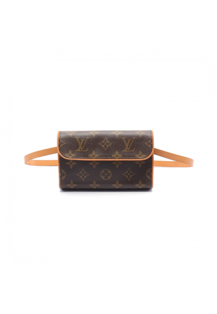 二奢 Pre-loved Louis Vuitton Pochette Florentine monogram body bag waist bag PVC leather Brown With XS size belt
