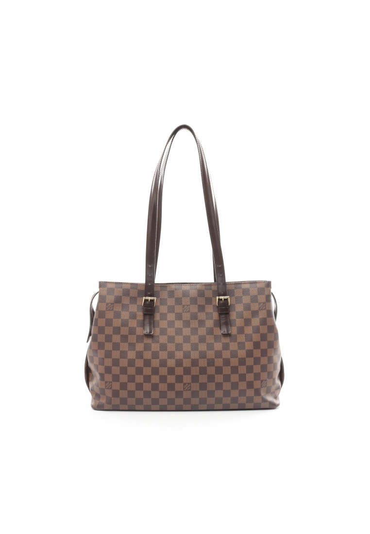 二奢 Pre-loved Louis Vuitton Chelsea Damier ebene Shoulder bag tote bag PVC leather Brown