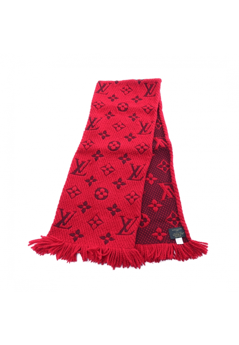 二奢 Pre-loved Louis Vuitton Escharpe logomania Ruby Scarf wool silk Red